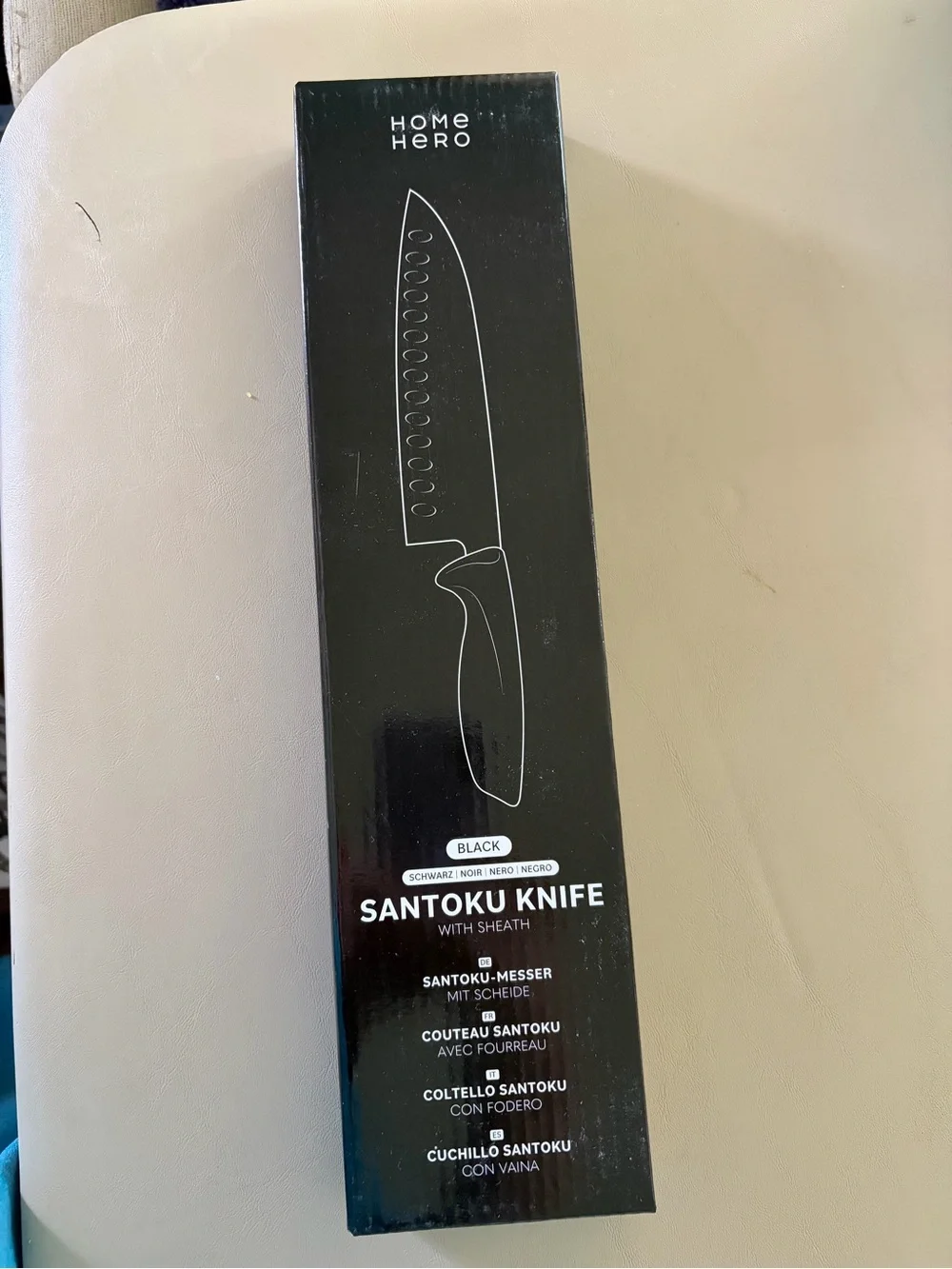 Black Chef's Knife with Protective Sheath - Unbranded